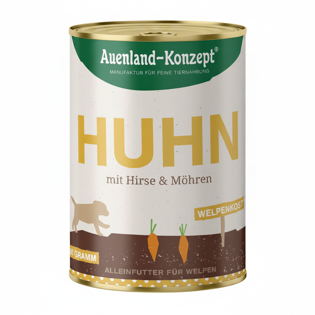 Auenland Welpenkost | Huhn mit Hirse & Möhren 400g