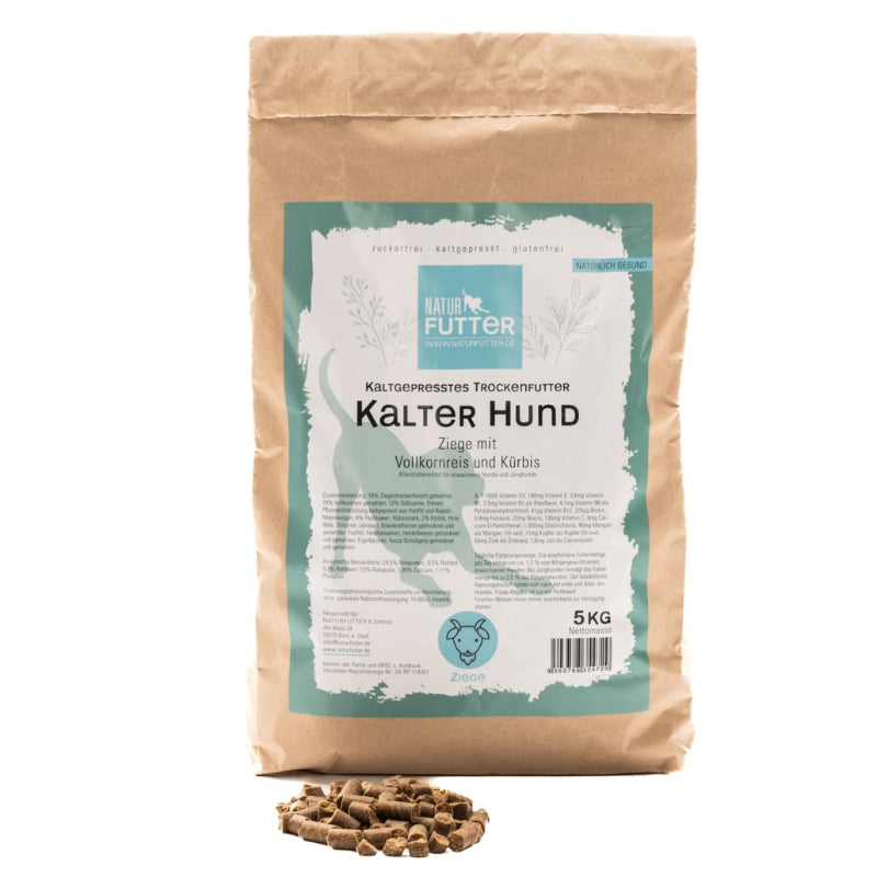 Trockenfutter kaltgepresst Ziege mit Vollkornreis & Kürbis - Kalter Hund 5kg