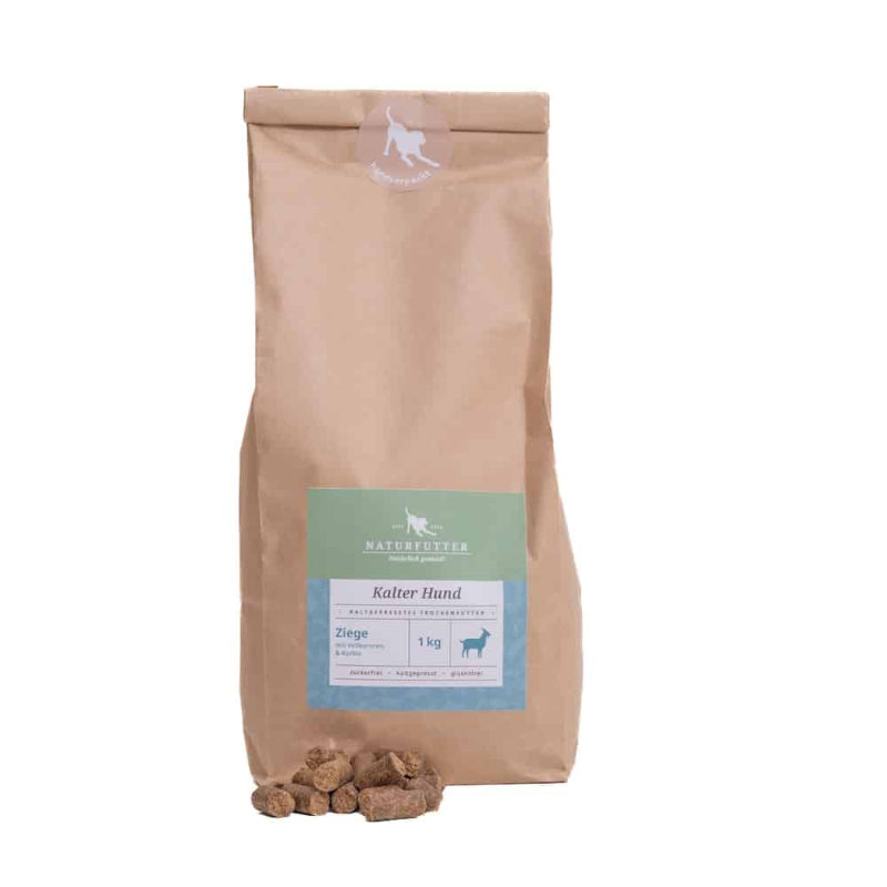 Naturfutter Kalter Hund Ziege mit Vollkornreis & Kürbis - 1 kg
