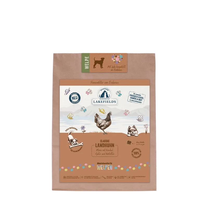 Lakefields Landhuhn mit Fenchel, Äpfeln und Kartoffeln für Welpen - 1kg