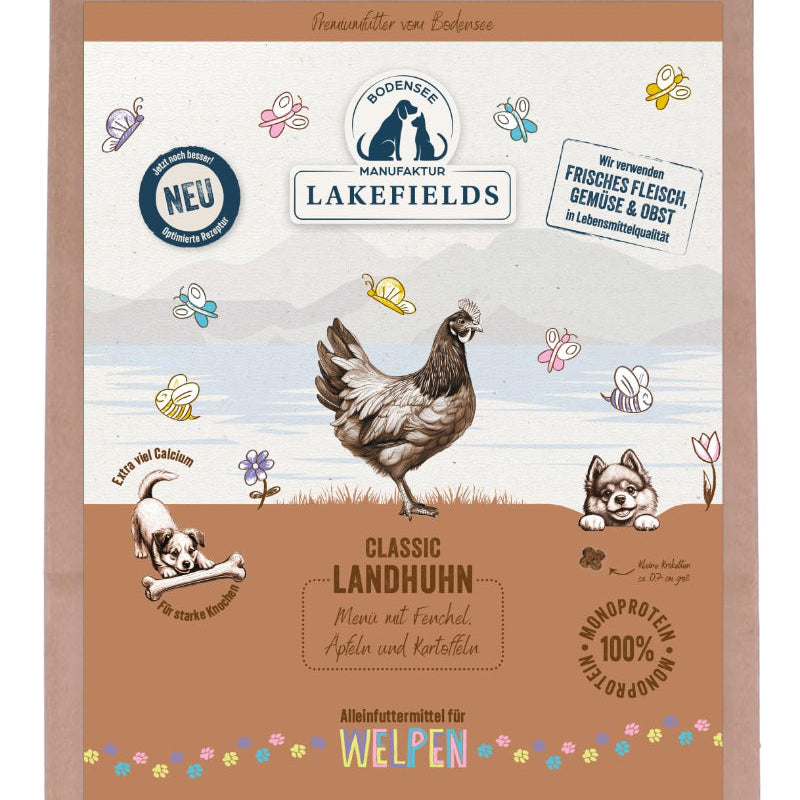 Lakefields Trockenfleisch-Menü für Welpen Huhn - 4 x 2,5 kg