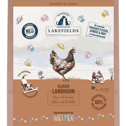 Lakefields Trockenfleisch-Menü für Welpen Huhn - 4 x 2,5 kg