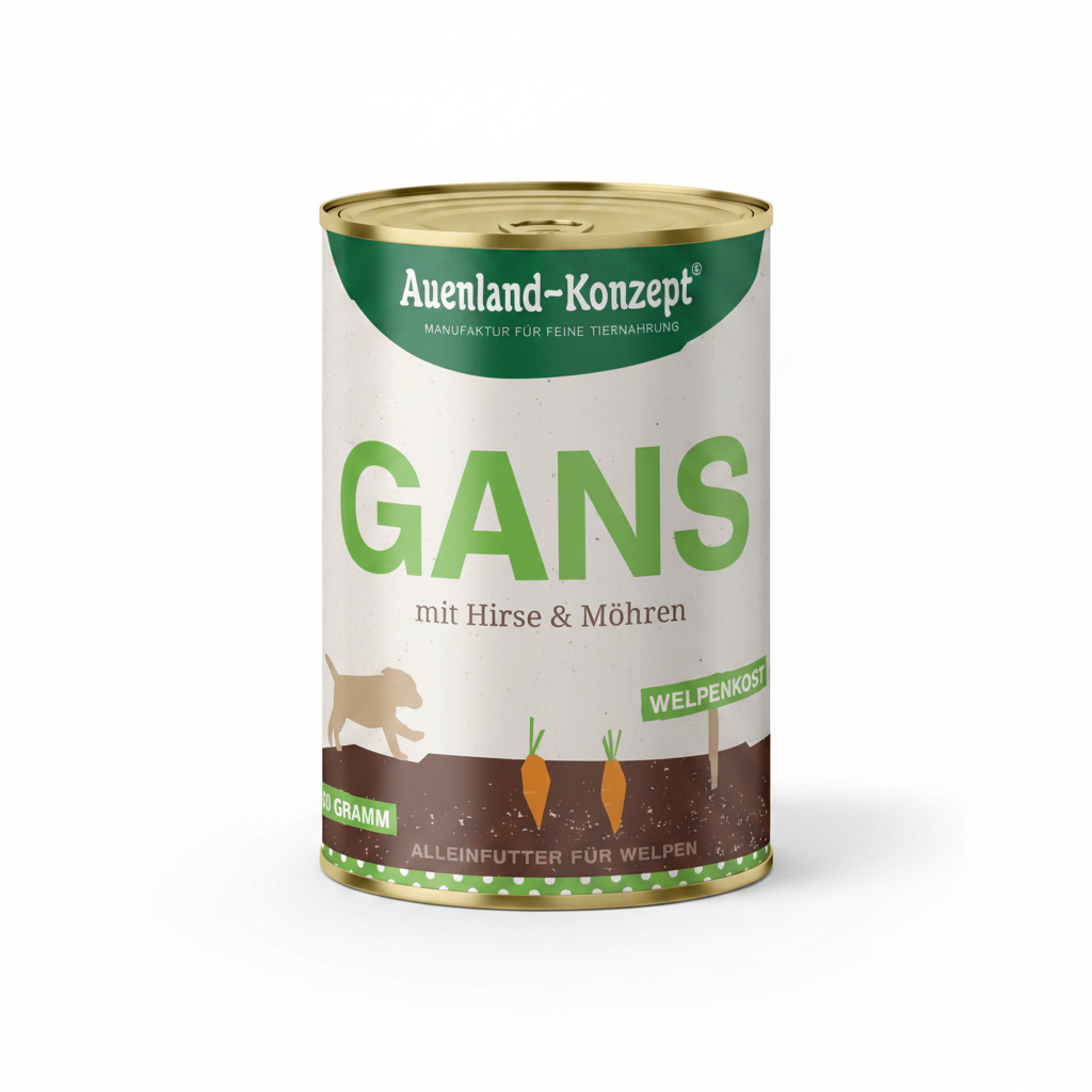 Auenland Welpenkost | Gans mit Hirse & Möhren 400g