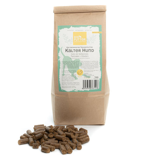 Naturfutter Kalter Hund Huhn mit Vollkornreis, Pastinake und Kräuter - 1 kg