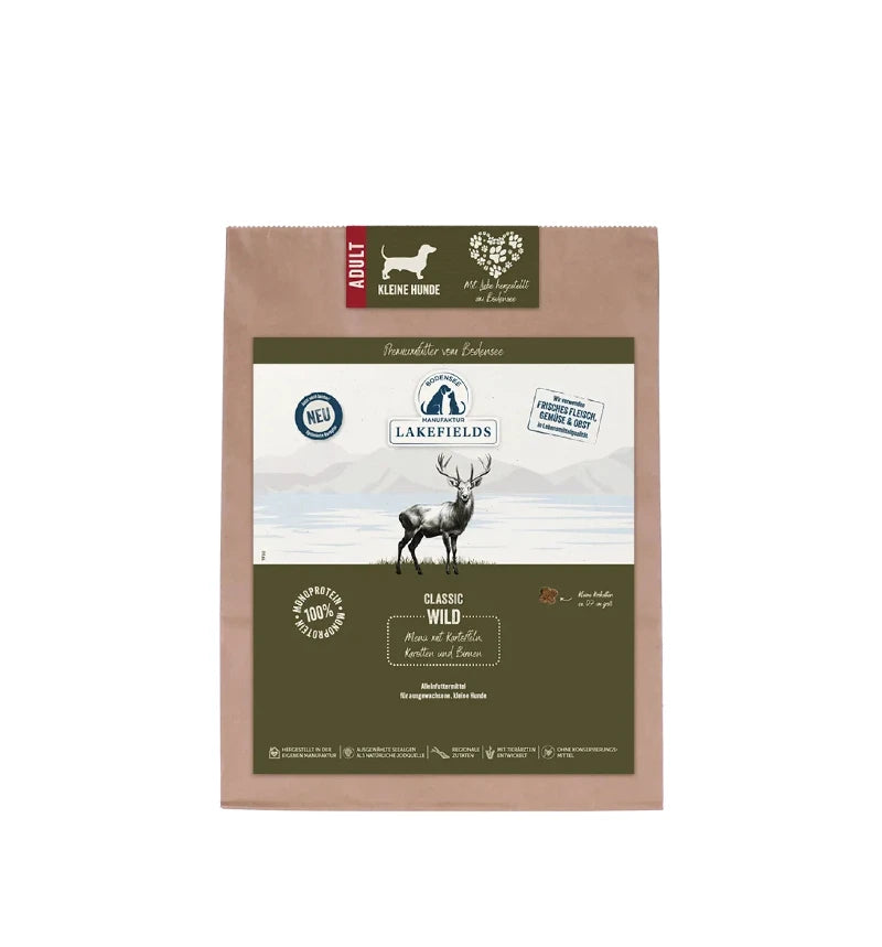 Lakefields Trockenfleisch-Menü für ausgewachsene, kleine Hunde  - Wild - 1 kg