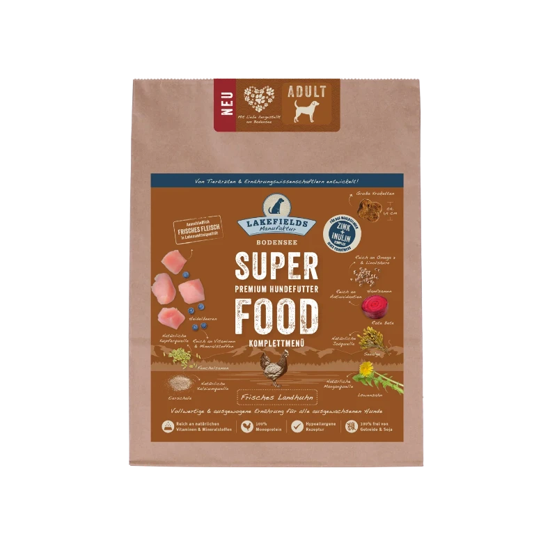 Lakefields SUPERFOOD für ausgewachsene Hunde Huhn - 1 kg