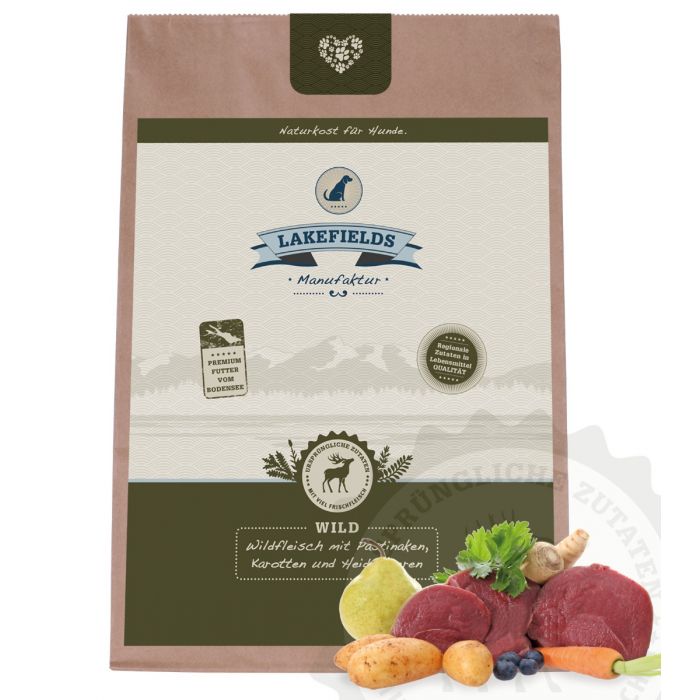 Lakefields Trockenfleisch-Menü Wild für ausgewachsene Hunde - 2,5 kg