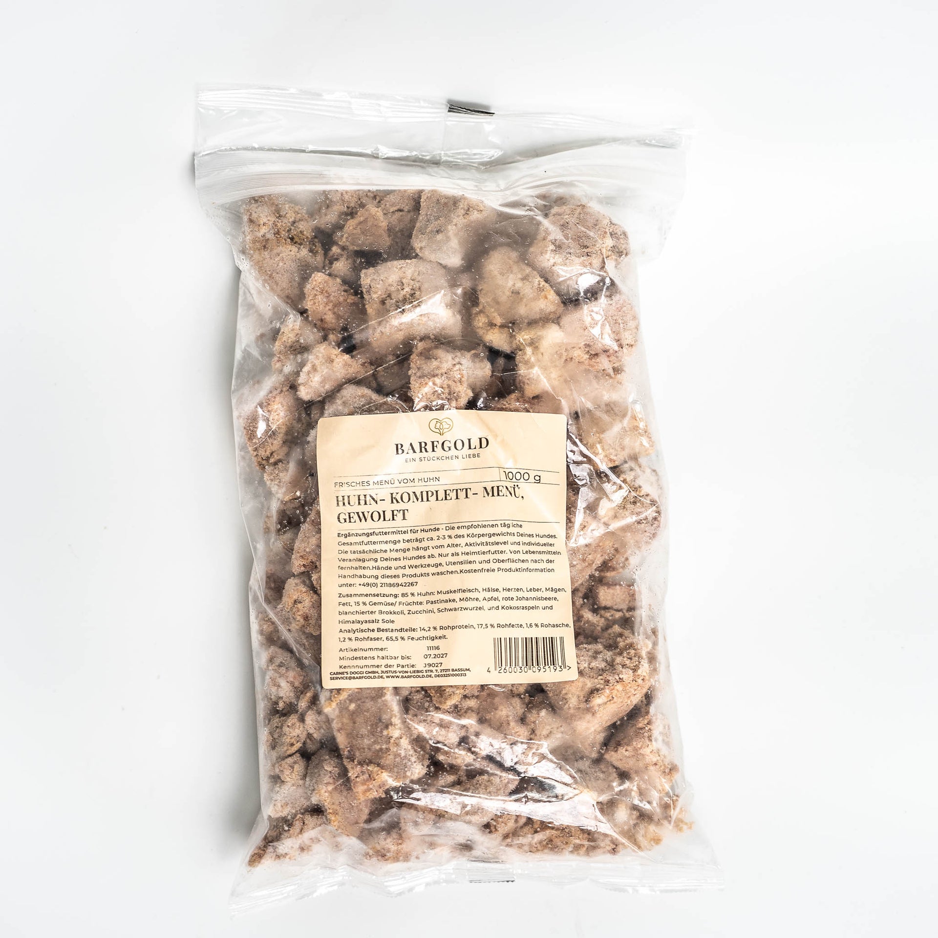 Barfgold - Huhn Komplett Menü gewolft 1kg