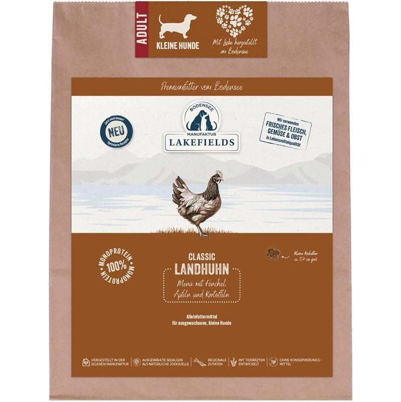 Lakefields Trockenfleisch-Menü für ausgewachsene kleine Hunde Huhn -  1kg 