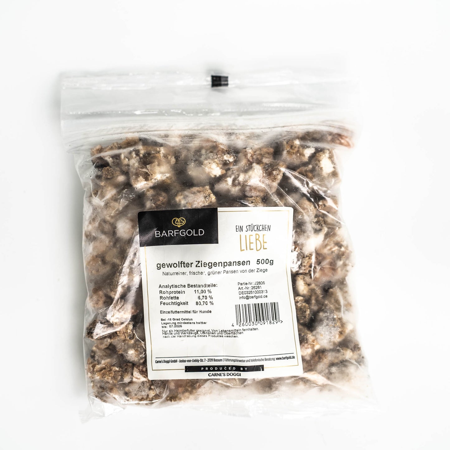 Barfgold - gewolfter Ziegenpansen 500g