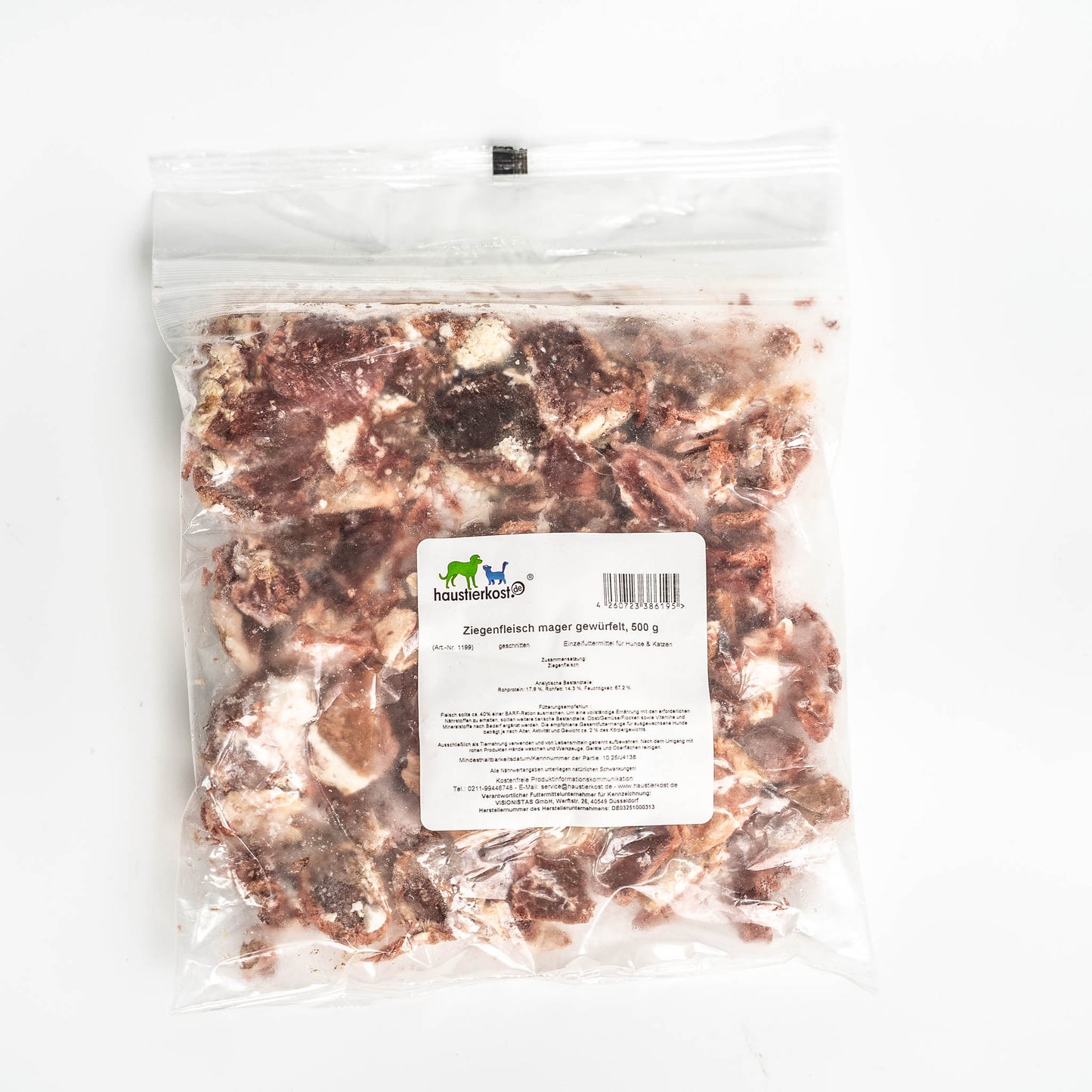 haustierkost - Ziegenfleisch mager gewürfelt 500g